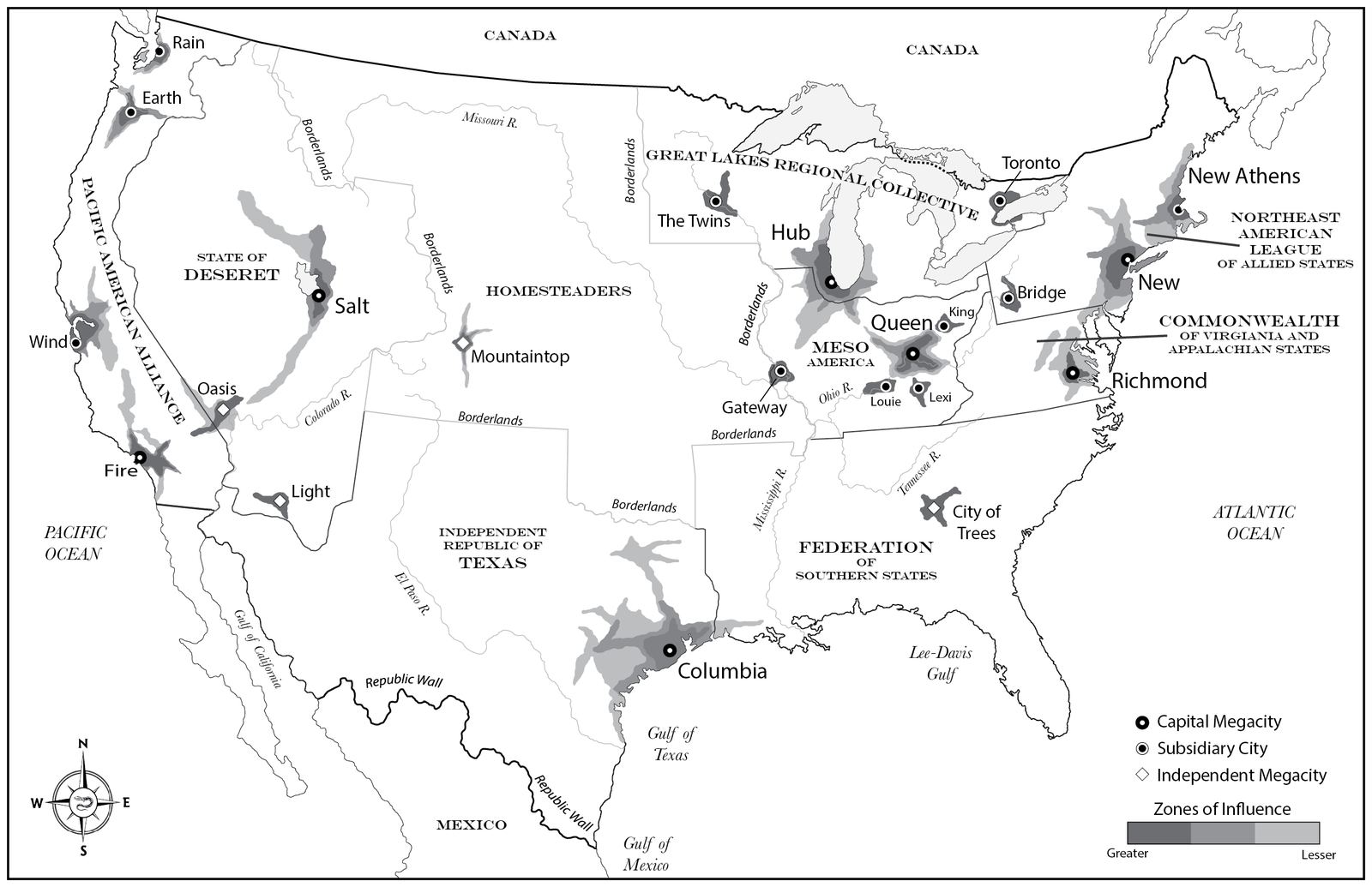 Map of the Nine Americas